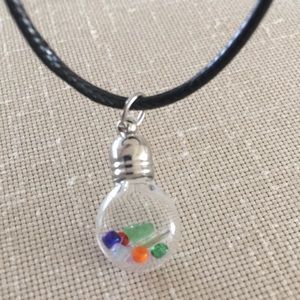 Mini Treasure Bottle Sea Glass Pendant Necklace Hand Crafted